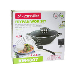 Казан 4,5л чугунный Wok с антипригарным мраморным покрытием