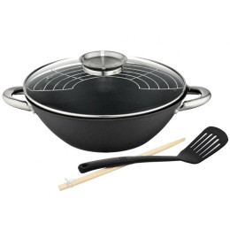 Казан 4,5л чугунный Wok с антипригарным мраморным покрытием