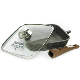 Сковорода 26*26см Premium mokko со съемной ручкой и стеклянной крышкой