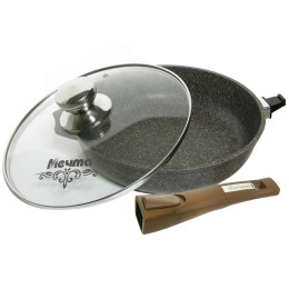 Сковорода 24см Premium mokko со съемной ручкой и стеклянной крышкой, антипригарное покрытие