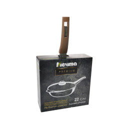 Сковорода 22см Premium mokko с несъемной ручкой и стеклянной крышкой