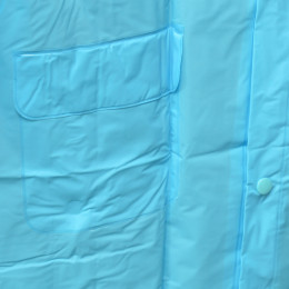 Дождевик детский 7-8 лет голубой ПВХ с капюшоном на кнопках Komfi