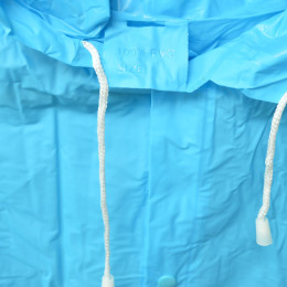 Дождевик детский 7-8 лет голубой ПВХ с капюшоном на кнопках Komfi