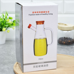 Бутылка 900мл стеклянная для специй "Хай-Тек" с бамбуковой крышкой