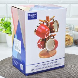 Набор кружек 4шт 320мл на подставке Royal line. Sunset