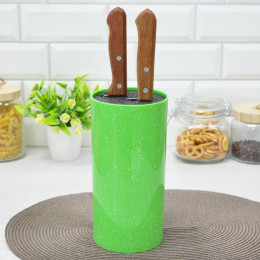 Подставка для ножей 11*22см зеленая круглая