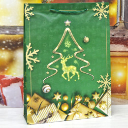 Пакет бумажный 32*45*10 с ручками Новогодний микс XL563-567 10шт