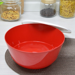 Миска 3л "Bergamo" с крышкой с декором красный