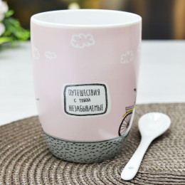 Кружка бочка 340мл с ложкой Умницы-красавицы