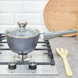 Ковш 1,2л Гранит со съемной ручкой и стеклянной крышкой