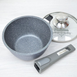 Ковш 1,2л Гранит со съемной ручкой и стеклянной крышкой