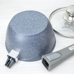 Ковш 1,2л Гранит со съемной ручкой и стеклянной крышкой