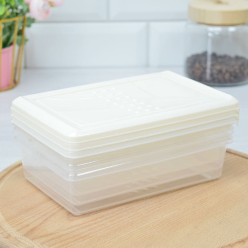 Комплект контейнеров для продуктов 3шт 0,75л "Asti", прямоугольные светло-бежевый