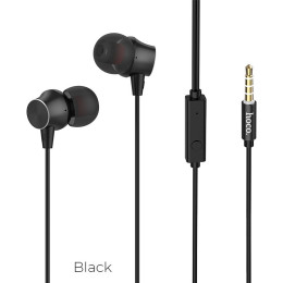 Наушники внутриканальные HOCO M51 Proper sound, микрофон, кнопка ответа, кабель 1,2м, черный