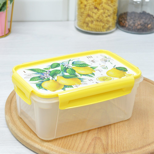 Контейнер для продуктов 1,1л LOCK&OK с декором желтый