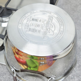 Кастрюля 4,4л нерж, капсульное дно Barton Steel коричневые ручки