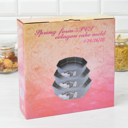 Форма для выпечки разъемная 3шт 24, 26, 28см Шестигранник