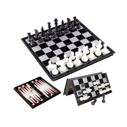 Набор игр 3в1 шашки+шахматы+нарды магнитные