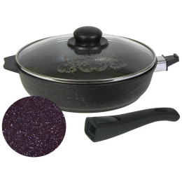 Сковорода 28см Гранит star со съемной ручкой и стеклянной крышкой