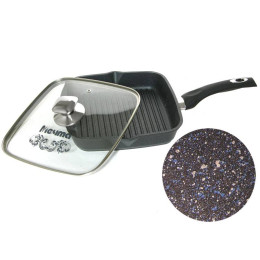 Сковорода-гриль квадр 24*24 Гранит star с несъемной ручкой и крышкой