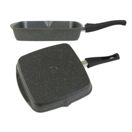 Сковорода гриль 26*26см Гранит со съемной ручкой и стеклянной крышкой