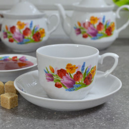 Чайная пара 250мл форма Кирмаш Майский букет