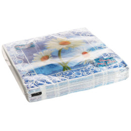 Салфетки 33*33 20листов 3-слойные Ромашки