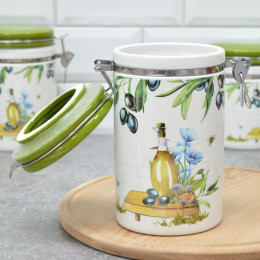 Банка для сыпучих 1000мл с клипсой "Olives"