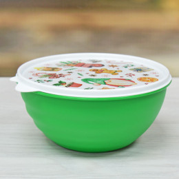 Миска 0,85л с крышкой с декором микс 1