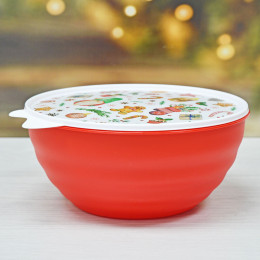 Миска 2,8л с крышкой с декором микс 1