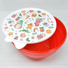 Миска 2,8л с крышкой с декором микс 1