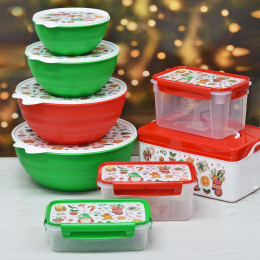 Миска 2,8л с крышкой с декором микс 1
