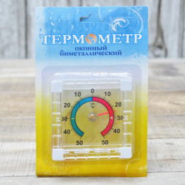 Термометр биметаллический оконный квадрат в блистере на липучке 207