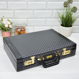 Набор столовых приборов 72 предмета в черном чемодане, дизайн "А" волна