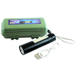 Фонарь LED аккумуляторный мини, 3 режима, металл, в кейсе, зарядка от mini USB