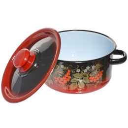 Набор кастрюль "Рябинка" №16 красно-чёрный 2л, 3,5л, 5,5л