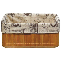 Бамбуковая корзинка с покрытием из натурального льна каркас: стальной прут BLB-09-1, р-р 38*28*16