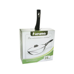 Сковорода 28см ВОК Гранит black с несъемной ручкой и стеклянной крышкой