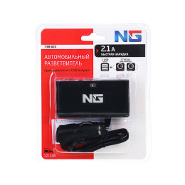 Разветвитель прикуривателя авто 2 гнезда 2*USB 60W 2.1А 12/24В