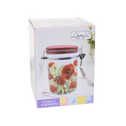 Банка с зажимом "Маки" 825мл 52003