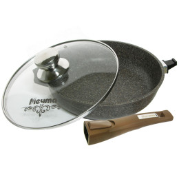 Сковорода 22см Premium mokko со съемной ручкой и стеклянной крышкой