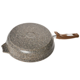 Сковорода 30см Premium mokko с несъемной ручкой и стеклянной крышкой