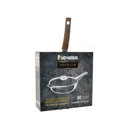 Сковорода 30см Premium mokko с несъемной ручкой и стеклянной крышкой