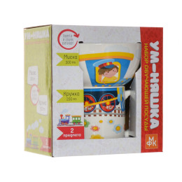 Набор посуды 2 предмета кружка 200мл, миска 300мл Паровозик