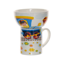 Набор посуды 2 предмета кружка 200мл, миска 300мл Паровозик