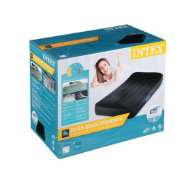 Матрас надувной 99см*1,91м*25см флок INTEX ТВИН Fiber tech, с подголовником