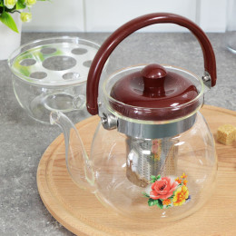 Чайник заварочный 1,1л стеклянный с подогревом МВ 25676