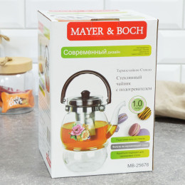 Чайник заварочный 1,1л стеклянный с подогревом МВ 25676