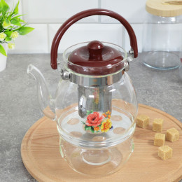 Чайник заварочный 1,1л стеклянный с подогревом МВ 25676