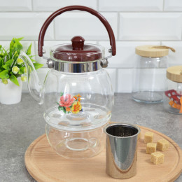 Чайник заварочный 1,1л стеклянный с подогревом МВ 25676